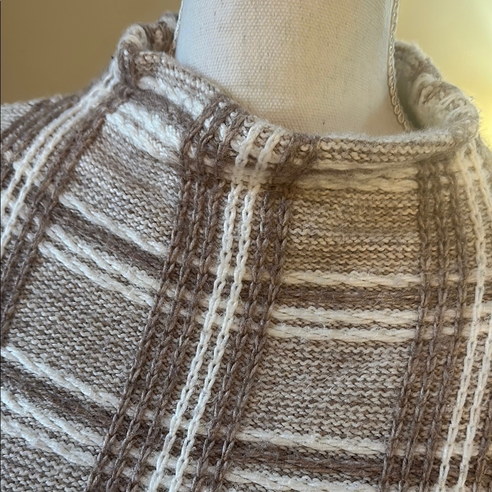 Plaid Knit Sweater in Brown and Cream - Picture 2 of 5